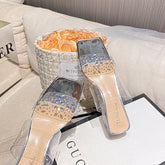 Prenda exterior gruesa de cristal para mujer, tacones que no se cansan